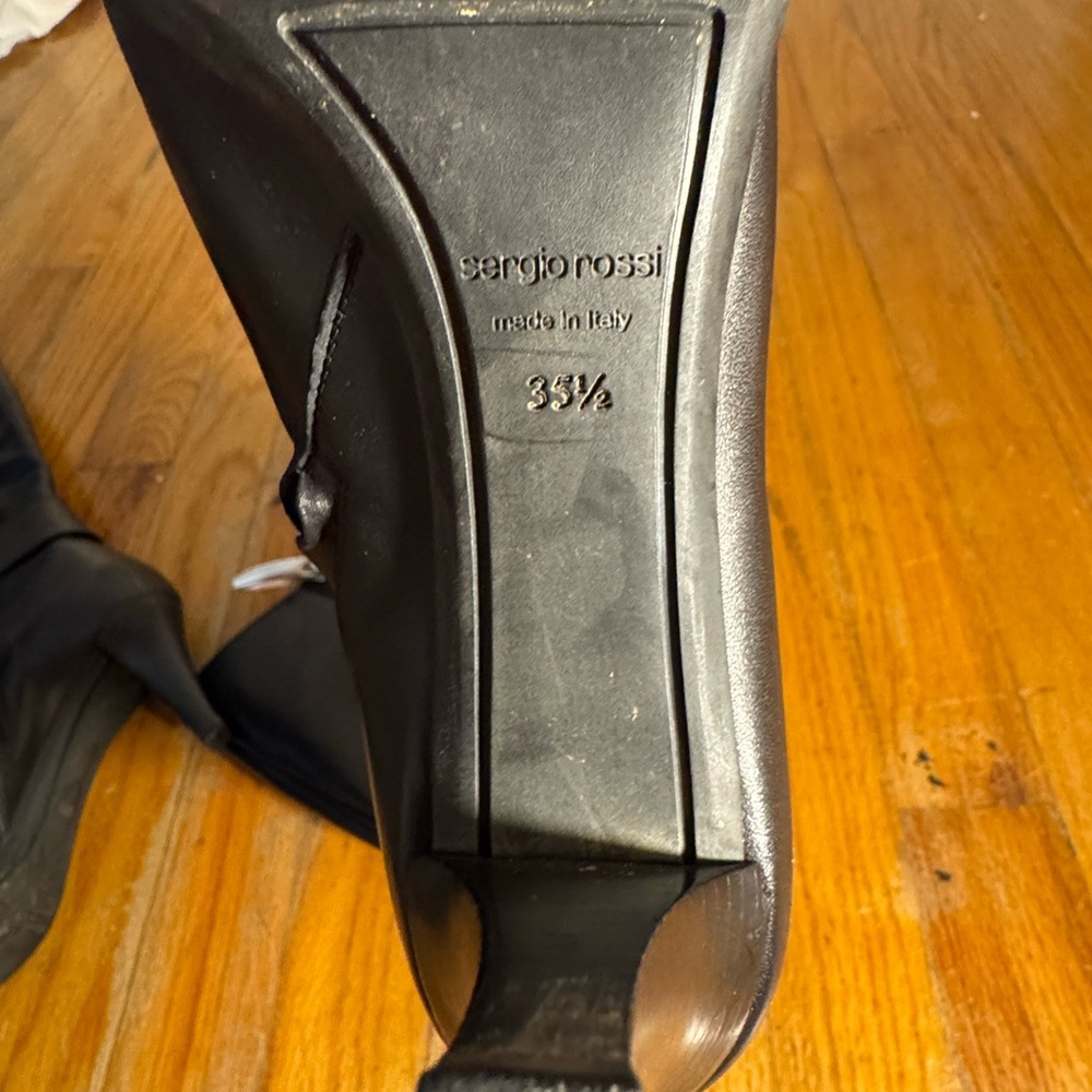 Sergio Rossi Black Leather Stilleto Heeled Knee High Boots Made In Italy Sz 35.5 - Picture 6 of 8